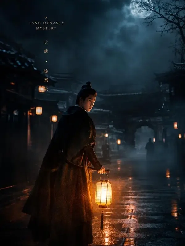 黄果剧场武侠短剧《剑落长安》封面，黄昏长安长街上的孤身剑客